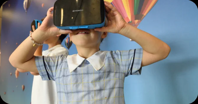 A child using a VR headset