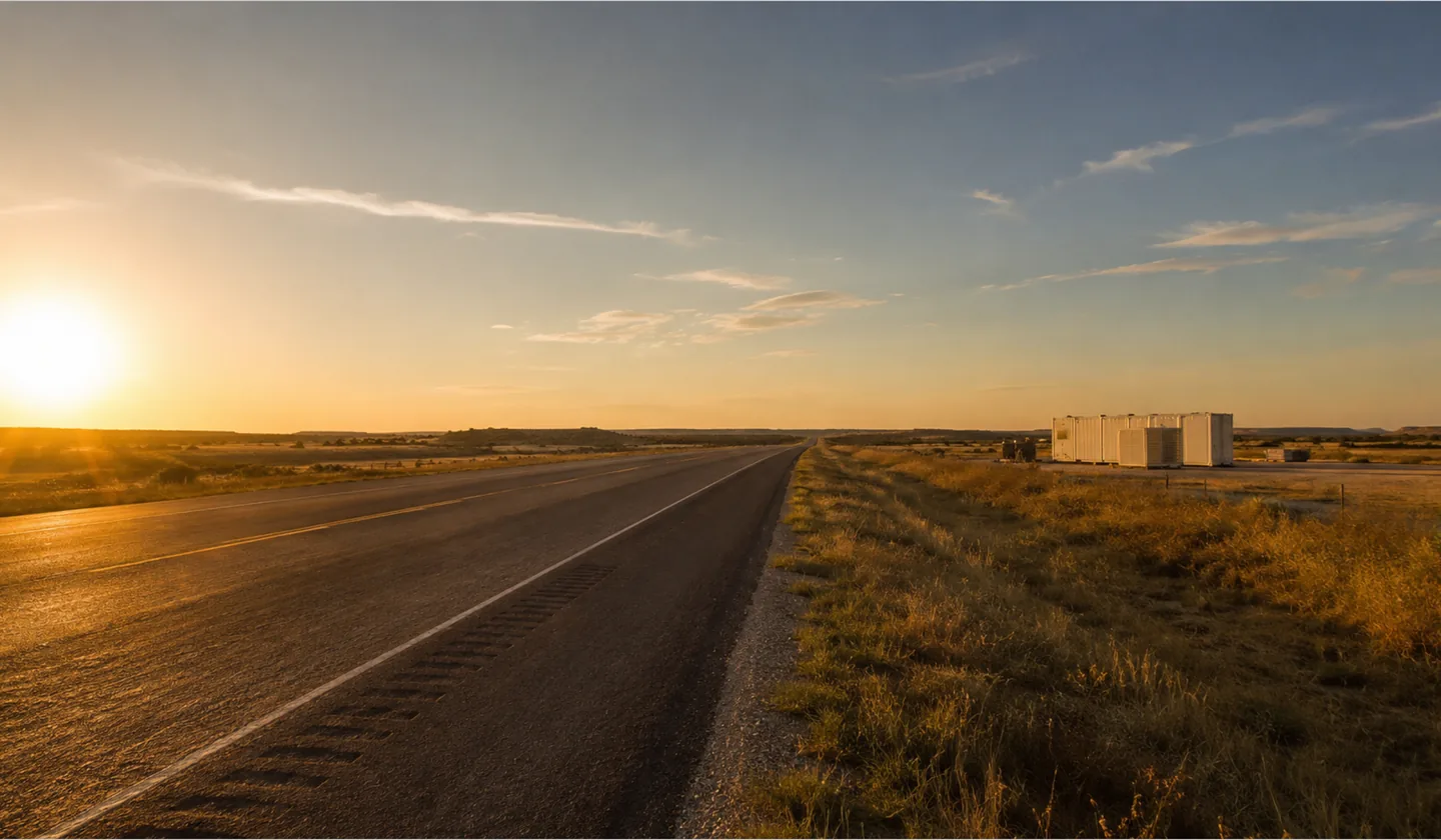 A road at sunrise beside a CGiX ground site